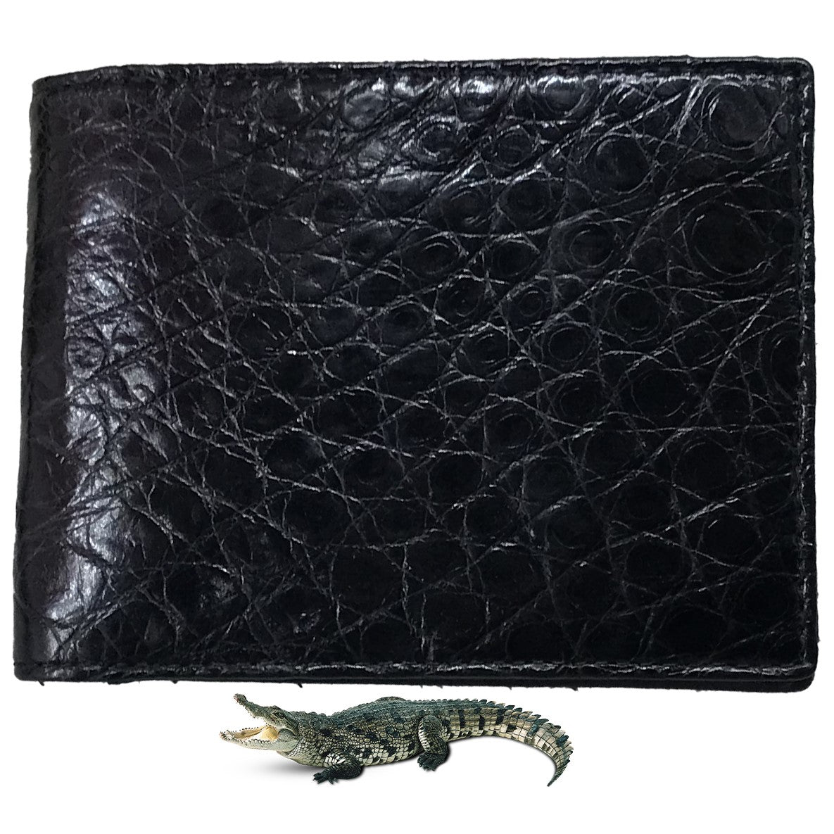 Black Alligator Skin Bifold Wallet For Men | Handmade Crocodile Leather Wallet RFID Blocking | VL5724 - Vinacreations