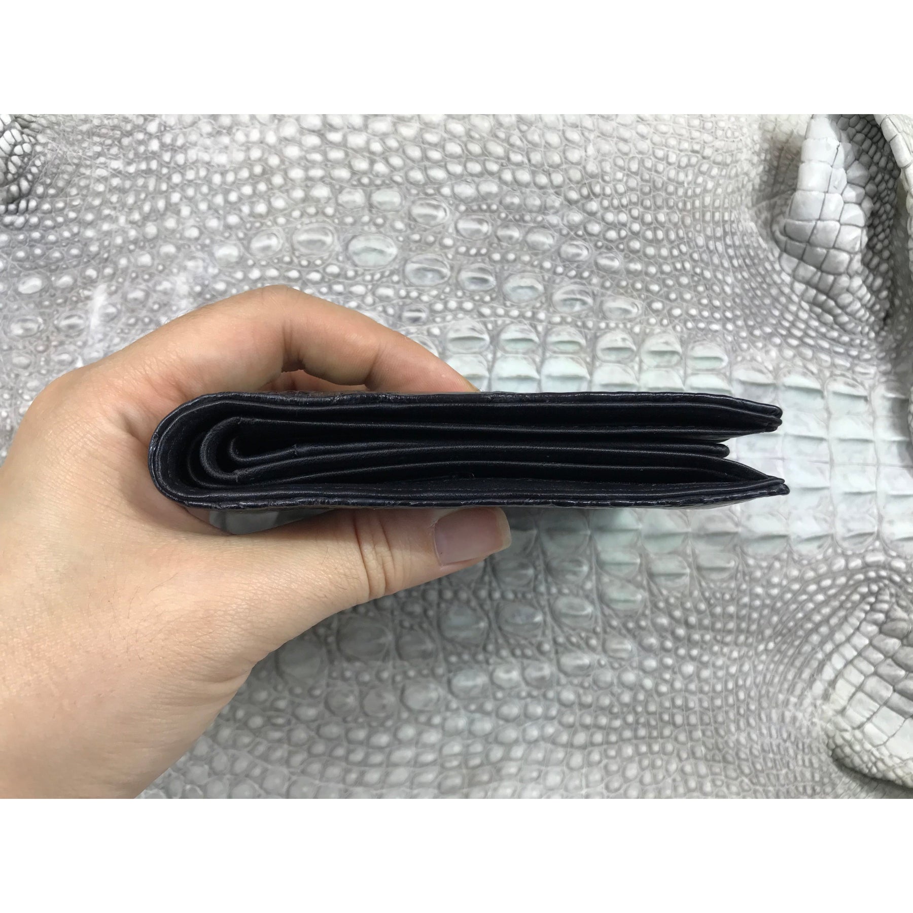Black Alligator Skin Bifold Wallet For Men | Handmade Crocodile Leather Wallet RFID Blocking | VL5724 - Vinacreations