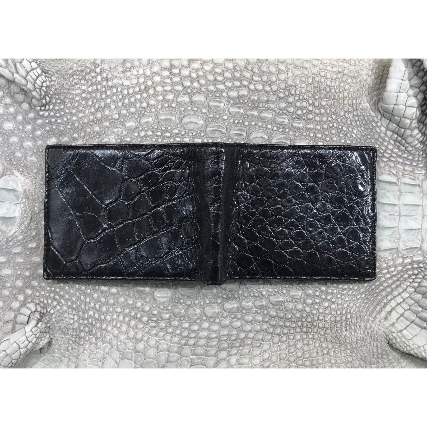 Black Alligator Skin Bifold Wallet For Men | Handmade Crocodile Leather Wallet RFID Blocking | VL5724 - Vinacreations