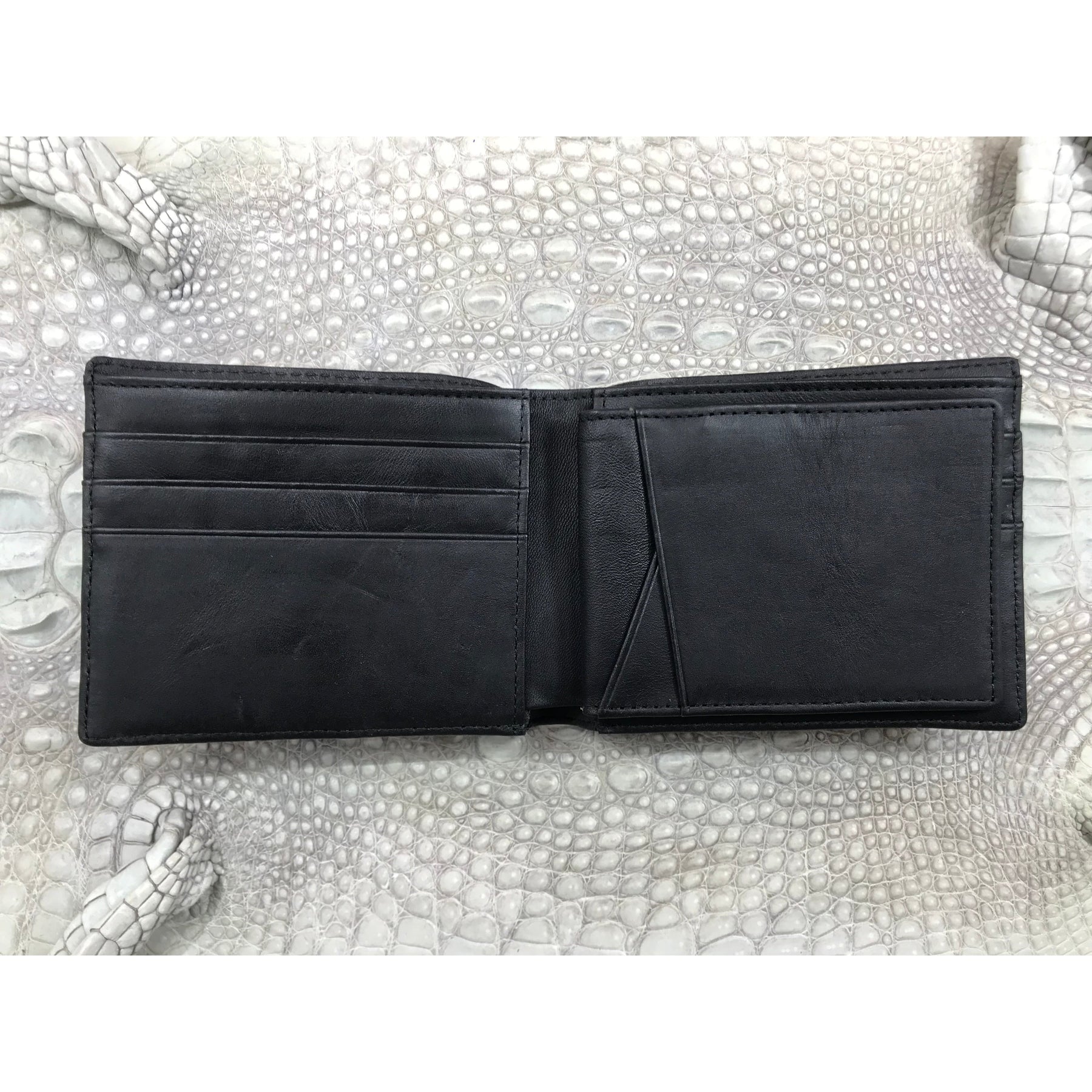 Black Alligator Skin Bifold Wallet For Men | Handmade Crocodile Leather Wallet RFID Blocking | VL5735 - Vinacreations