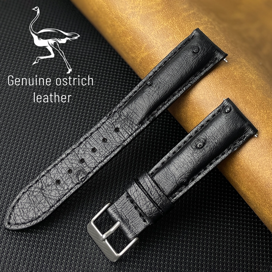 Black Genuine Ostrich Leather Watch Strap Quick Release