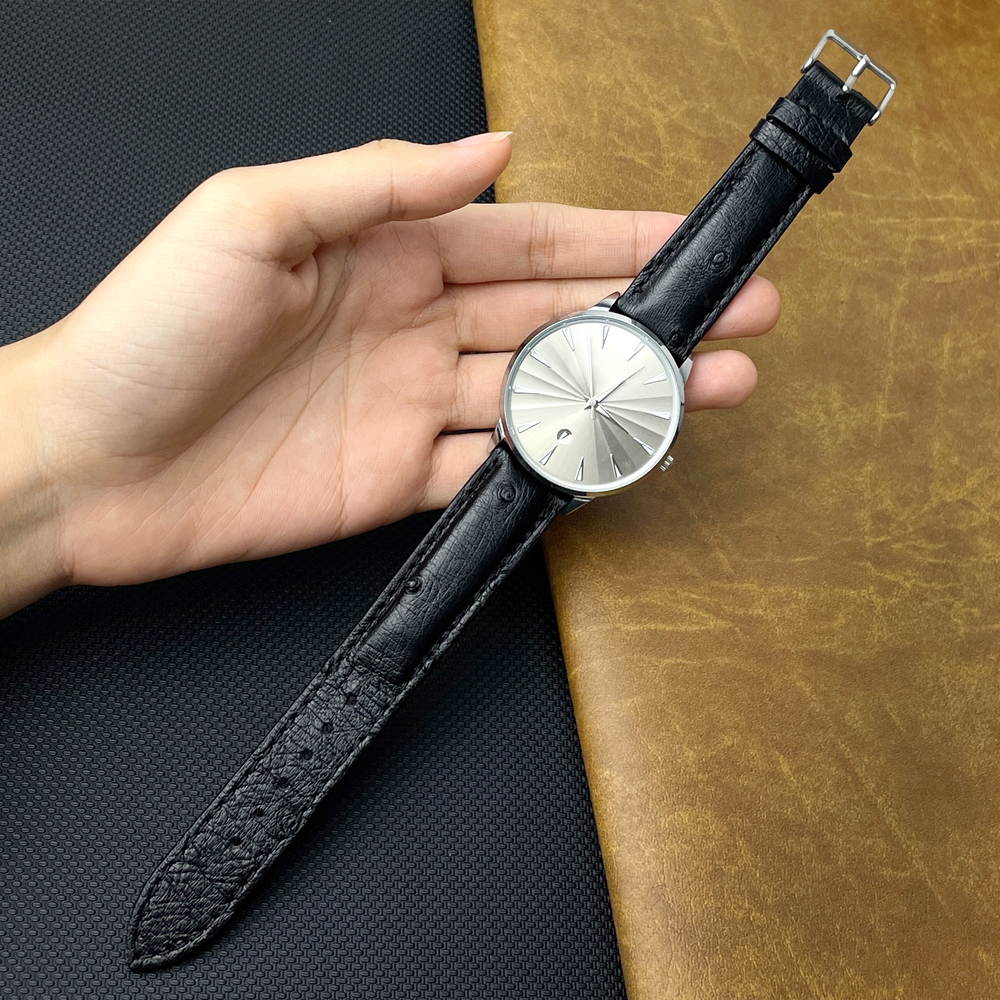 Black Genuine Ostrich Leather Watch Strap Quick Release