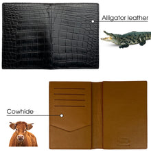 Black Slim Alligator Leather Passport Holder Cover - Vinacreations