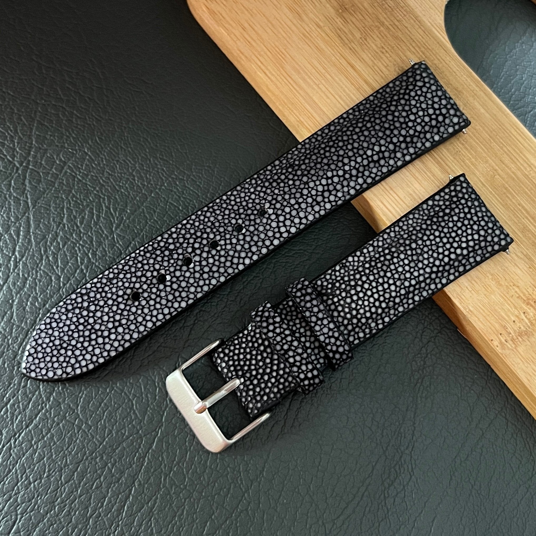 Cinturino per orologio in vera pelle Stingray nero, cinturino per Cinturino per orologio in vera pelle Stingray nero, cinturino per
