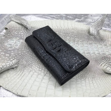Black Women's Long Purse Wallet Alligator Leather Clutch Large Capacity Luxury Ladies Crocodile Wristlet Organizer RFID Blocking Wallet VINU-03 - Vinacreations
