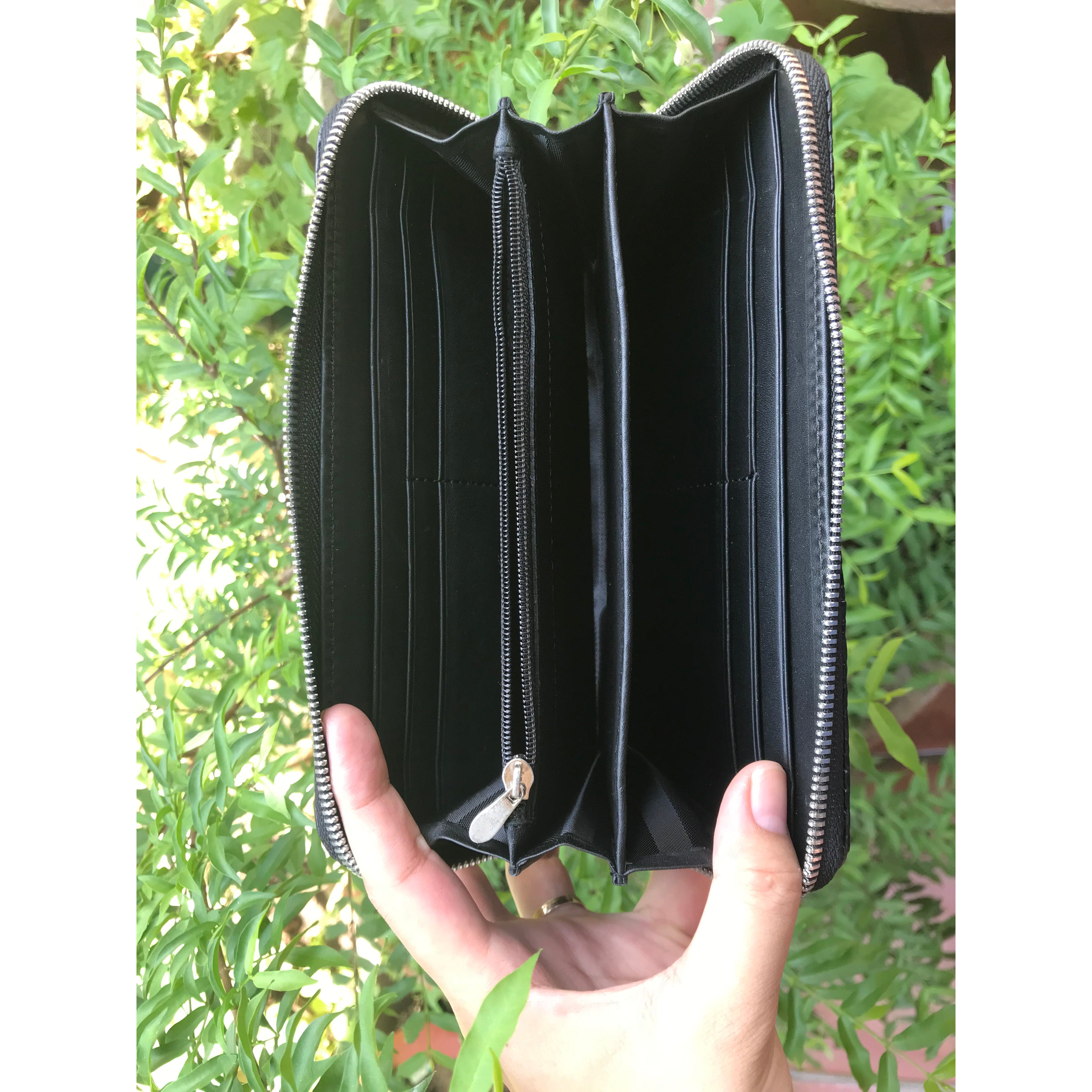 Black Women's Long Purse Wallet Alligator Leather Clutch Large Capacity Luxury Ladies Crocodile Wristlet Organizer RFID Blocking Wallet VINU-04 - Vinacreations