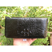 Black Women's Long Purse Wallet Alligator Leather Clutch Large Capacity Luxury Ladies Crocodile Wristlet Organizer RFID Blocking Wallet VINU-04