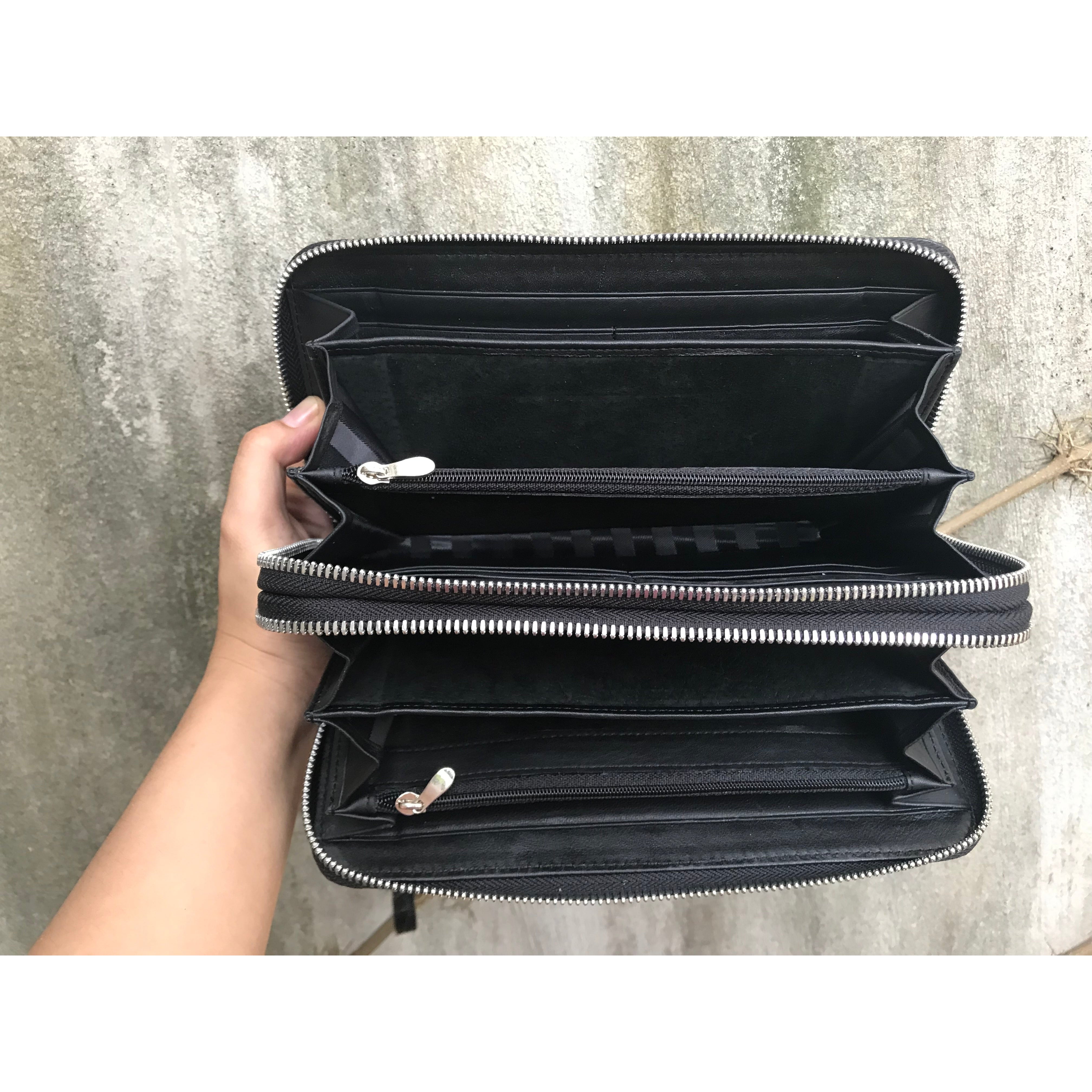 Black Women's Long Purse Wallet Alligator Leather Clutch Large Capacity Luxury Ladies Crocodile Wristlet Organizer RFID Blocking Wallet VINU-19 - Vinacreations