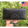 Black Women's Long Purse Wallet Alligator Leather Clutch Large Capacity Luxury Ladies Crocodile Wristlet Organizer RFID Blocking Wallet VINU02 - Vinacreations