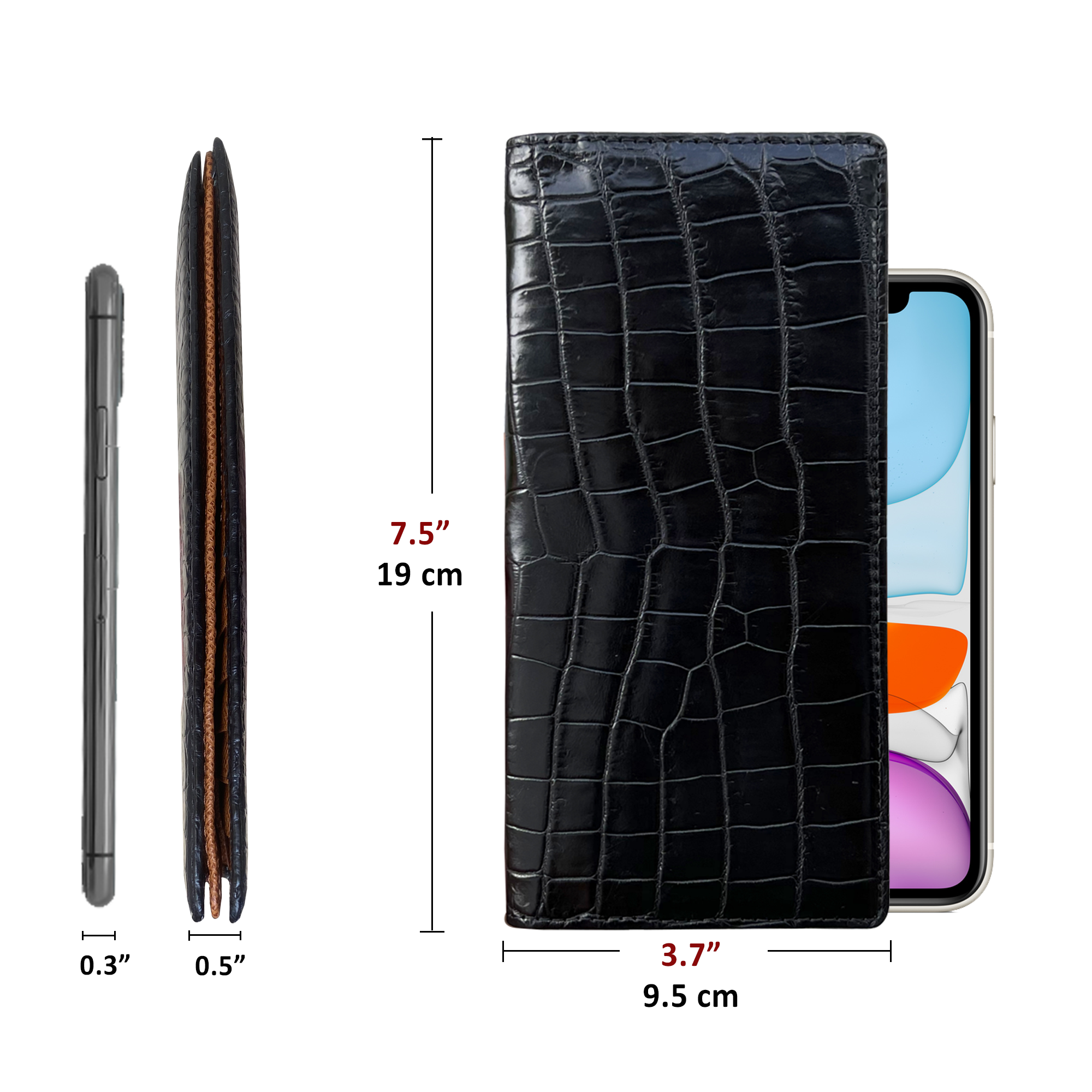 Vintage Crocodile Leather Checkbook RFID Blocking