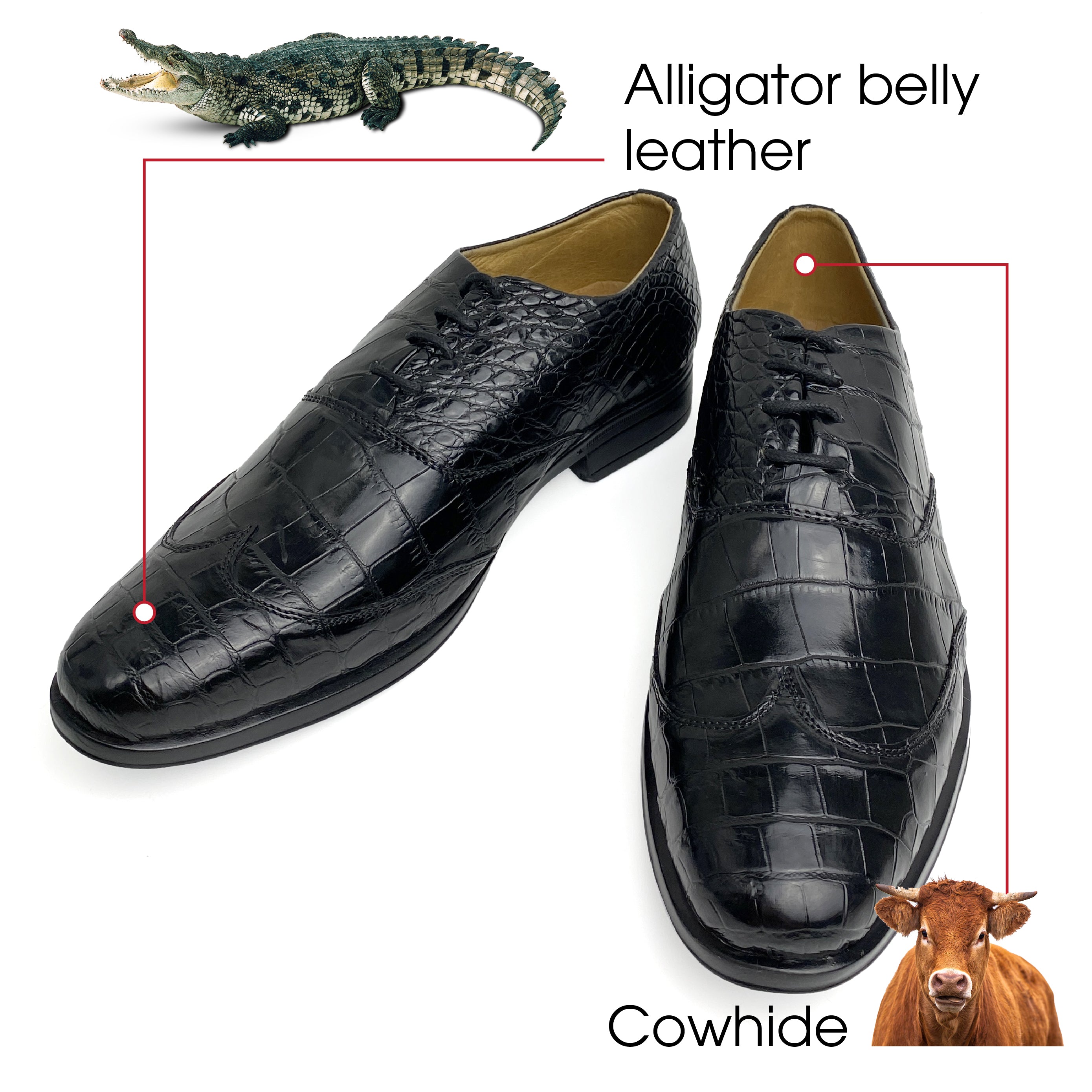 Black Belly Alligator Leather Oxford Dress Shoes For Men | SH01A42, Black / 13 Black Belly Alligator Leather Oxford Dress Shoes For Men | SH01A42, Black / 13