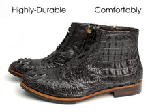 Handcrafted Black Alligator Leather Chelsea Boot For Men | Mens Croc Skin Wedding Shoes| SH11B