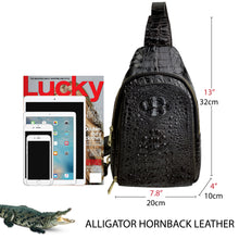 Black Alligator Crossbody Sling Bag | Handmade Men's Crocodile Shoulder Bag | BACKPACK11