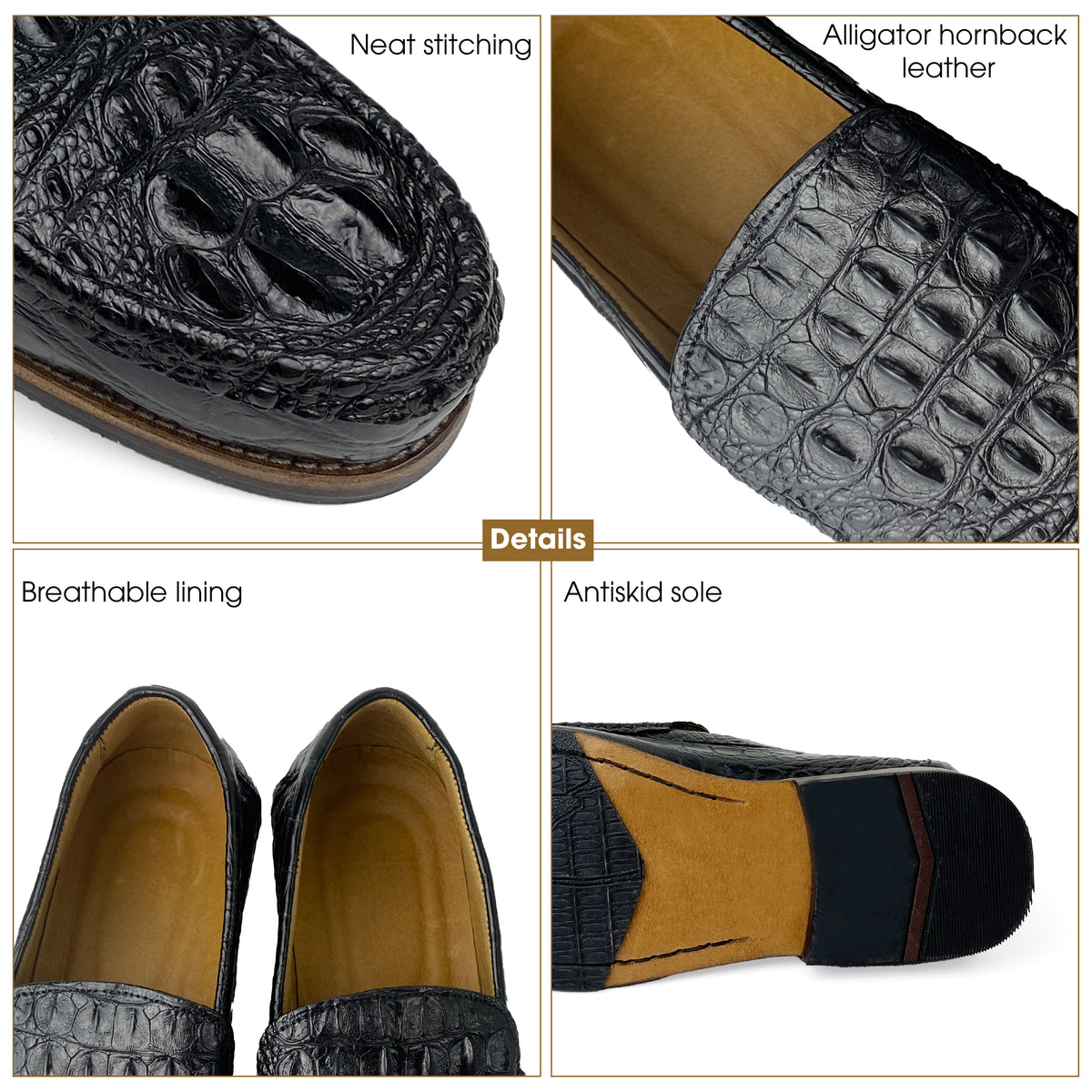 Handmade Black Mens Alligator Boat Loafer | Crocodile Casual Moccasins Loafers For Men | SH81K42