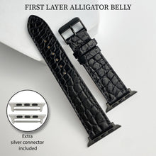 Black Flat Alligator Leather Strap For Apple Watch