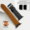 Black Flat Alligator Leather Strap For Apple Watch