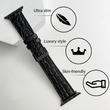 Black Flat Alligator Leather Strap For Apple Watch