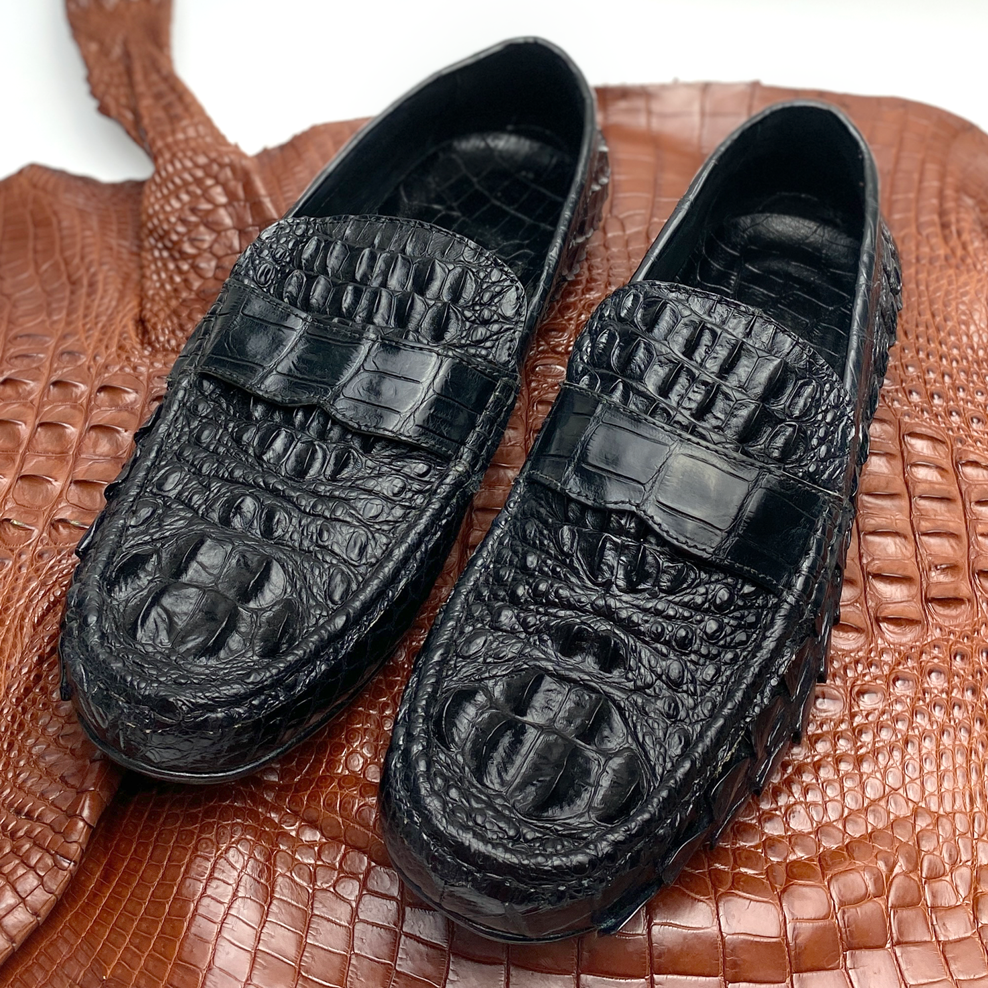 Comfortable Alligator Driving Moccasin Loafer For Men | Crocodile Tail Hornback Dress Boat Shoes - SH11N