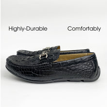 Mens Black Alligator Leather Loafers | Hornback Crocodile Skin Loafer Shoes For Men | SH31D42