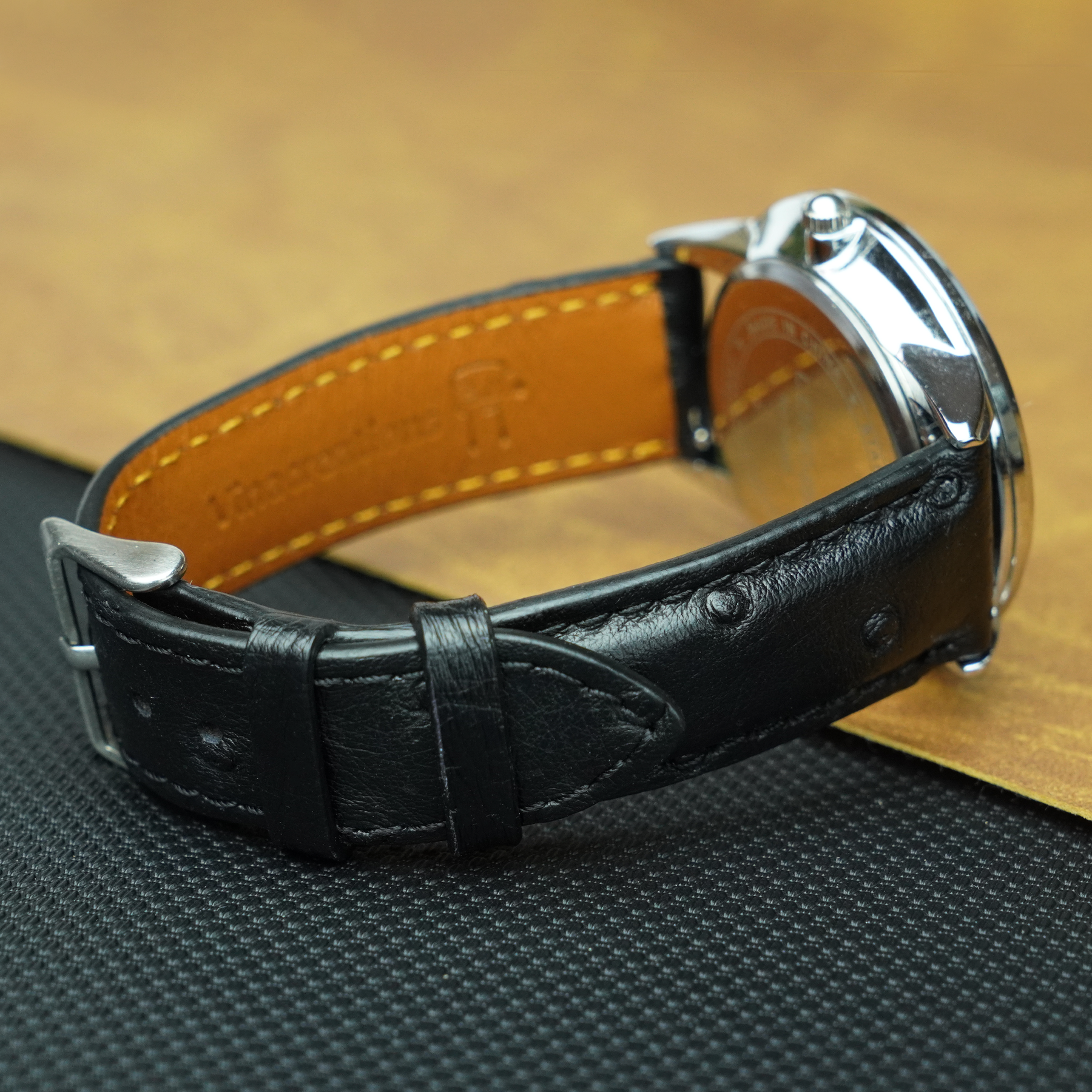 Black Genuine Ostrich Leather Watch Strap Quick Release