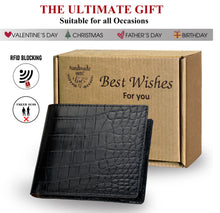 Black Double Side Alligator Slim Bifold Wallet For Men