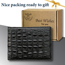 Black Double Side Alligator Hornback Leather Bifold Wallet
