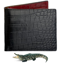 Black Red Double Side Alligator Slim Bifold Wallet For Men