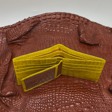 Black Yellow Double Side Alligator Hornback Bifold Wallet For Men