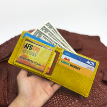 Black Yellow Double Side Alligator Hornback Bifold Wallet For Men