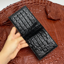 Black Yellow Double Side Alligator Hornback Bifold Wallet For Men