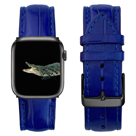 Blue Alligator Leather Watch Band Crocodile Strap Compatible with Apple Watch IWatch Series 7 6 5 4 3 2 1 SE | AW-05 - Vinacreations
