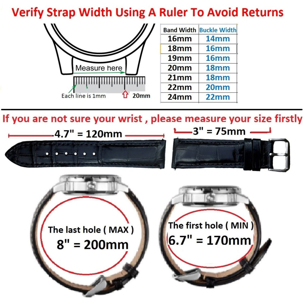 Blue Alligator Leather Watch Band For Men | Premium Crocodile Quick Release Replacement Wristwatch Strap | DH-40 - Vinacreations