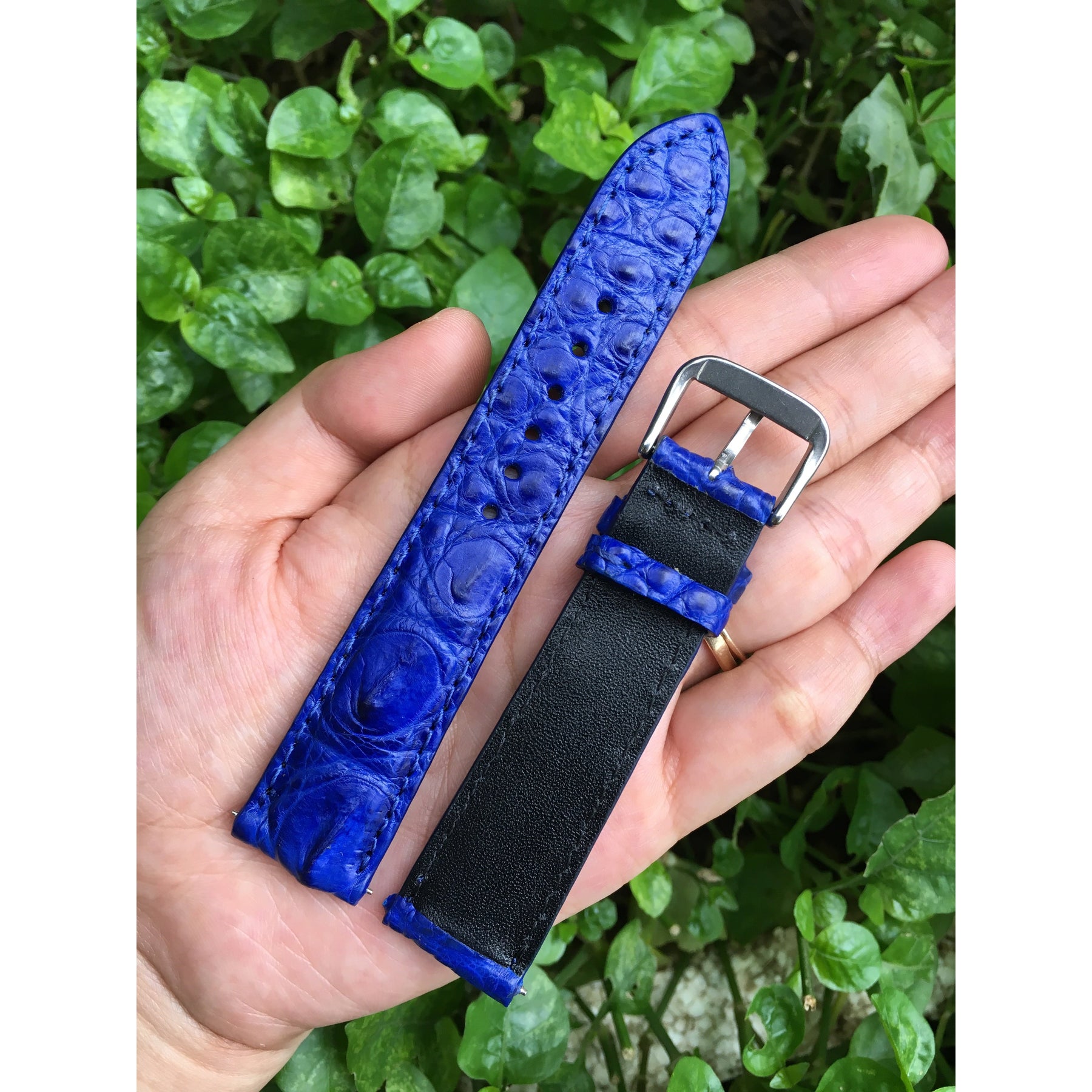 Blue Alligator Leather Watch Band For Men | Premium Crocodile Quick Release Replacement Wristwatch Strap | DH-40 - Vinacreations