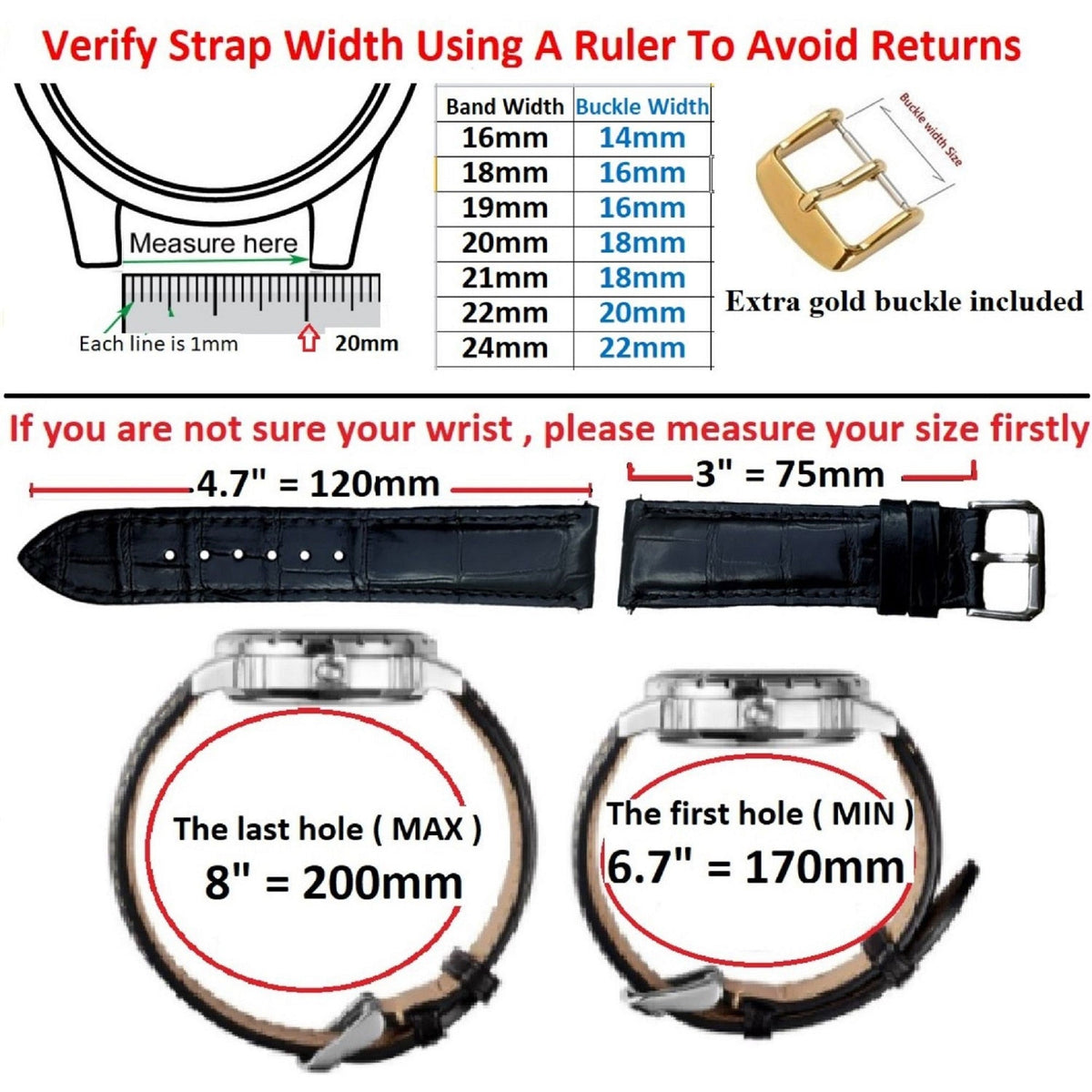 Blue Alligator Leather Watch Band For Men | Premium Crocodile Quick Release Replacement Wristwatch Strap | DH-85 - Vinacreations