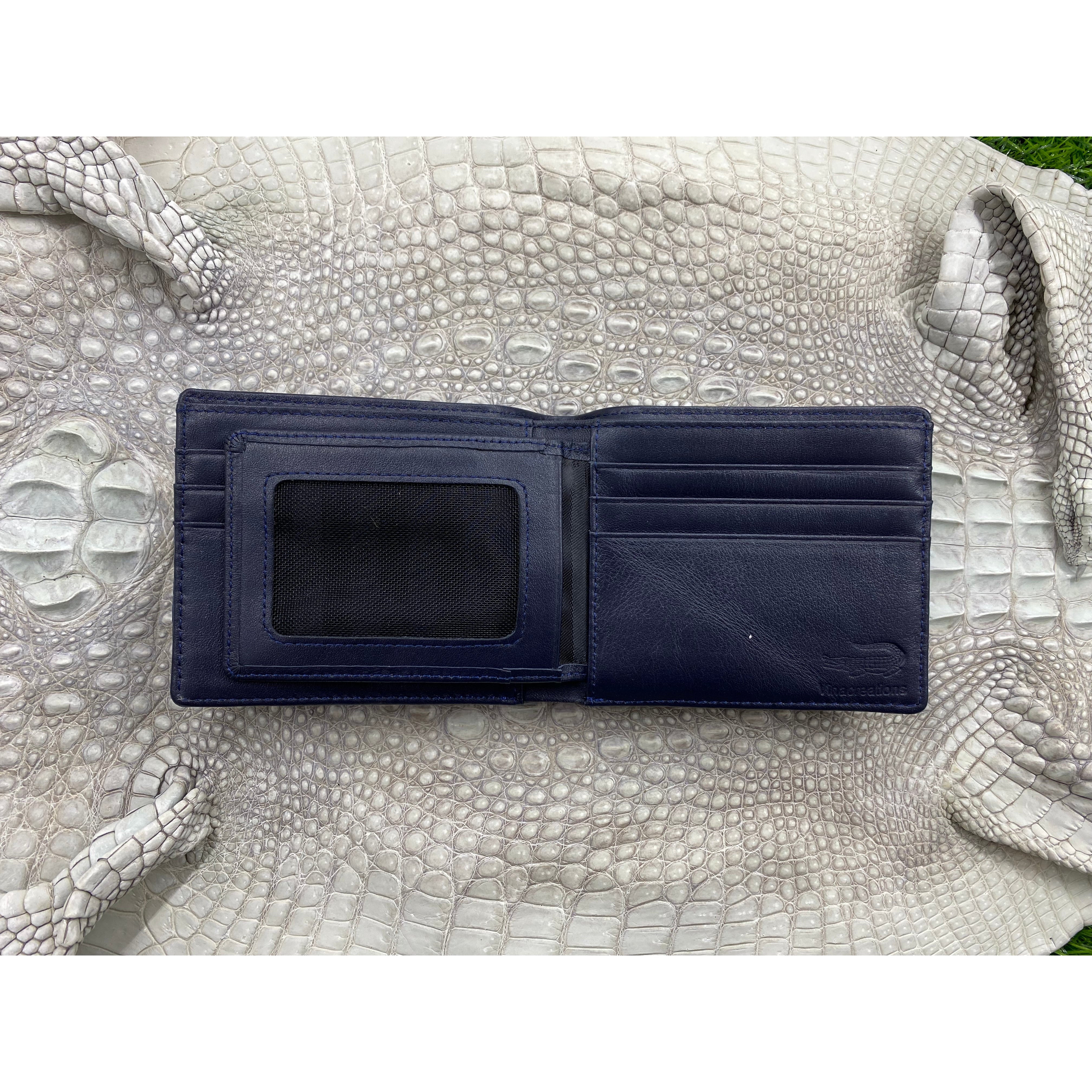 Blue Alligator Skin Bifold Wallet For Men | Handmade Crocodile Leather Wallet RFID Blocking | VL4554 - Vinacreations