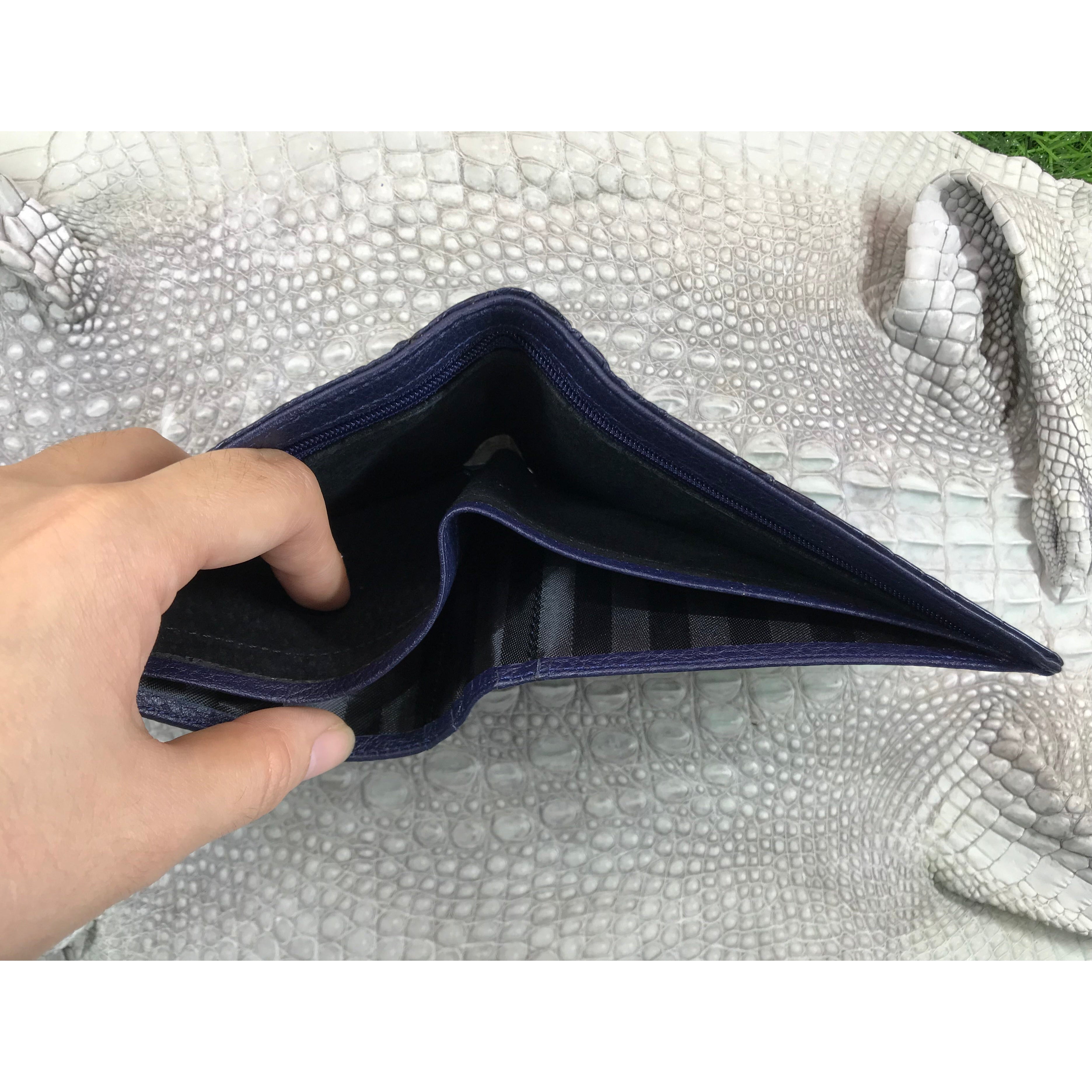 Blue Alligator Skin Bifold Wallet For Men | Handmade Crocodile Leather Wallet RFID Blocking | VL5623 - Vinacreations