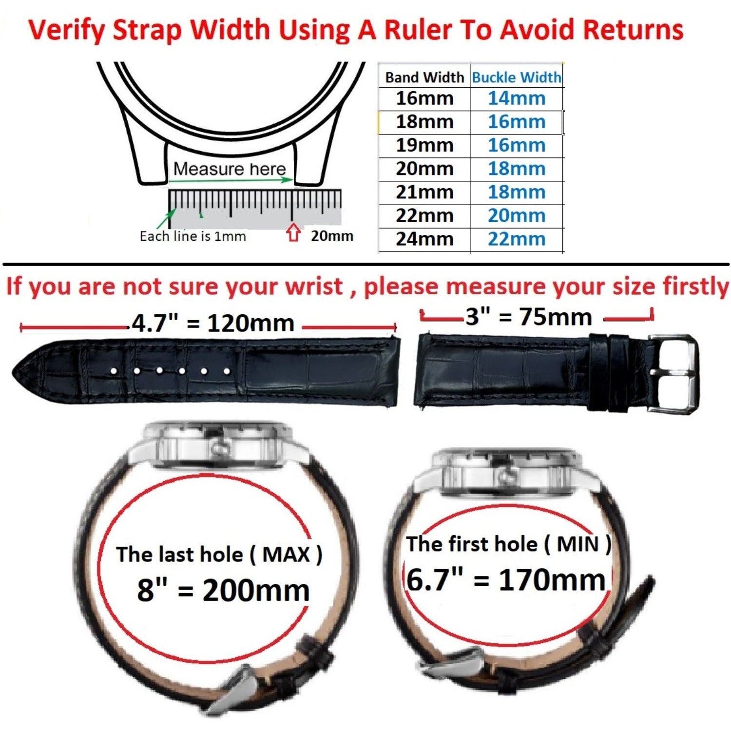 Blue Flat Alligator Leather Watch Band | No-Padding Crocodile Skin Replacement Watch Strap | DH-25 - Vinacreations