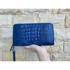 Blue Women's Long Purse Wallet Alligator Leather Clutch Large Capacity Luxury Ladies Crocodile Wristlet Organizer RFID Blocking Wallet VINU-15 - Vinacreations