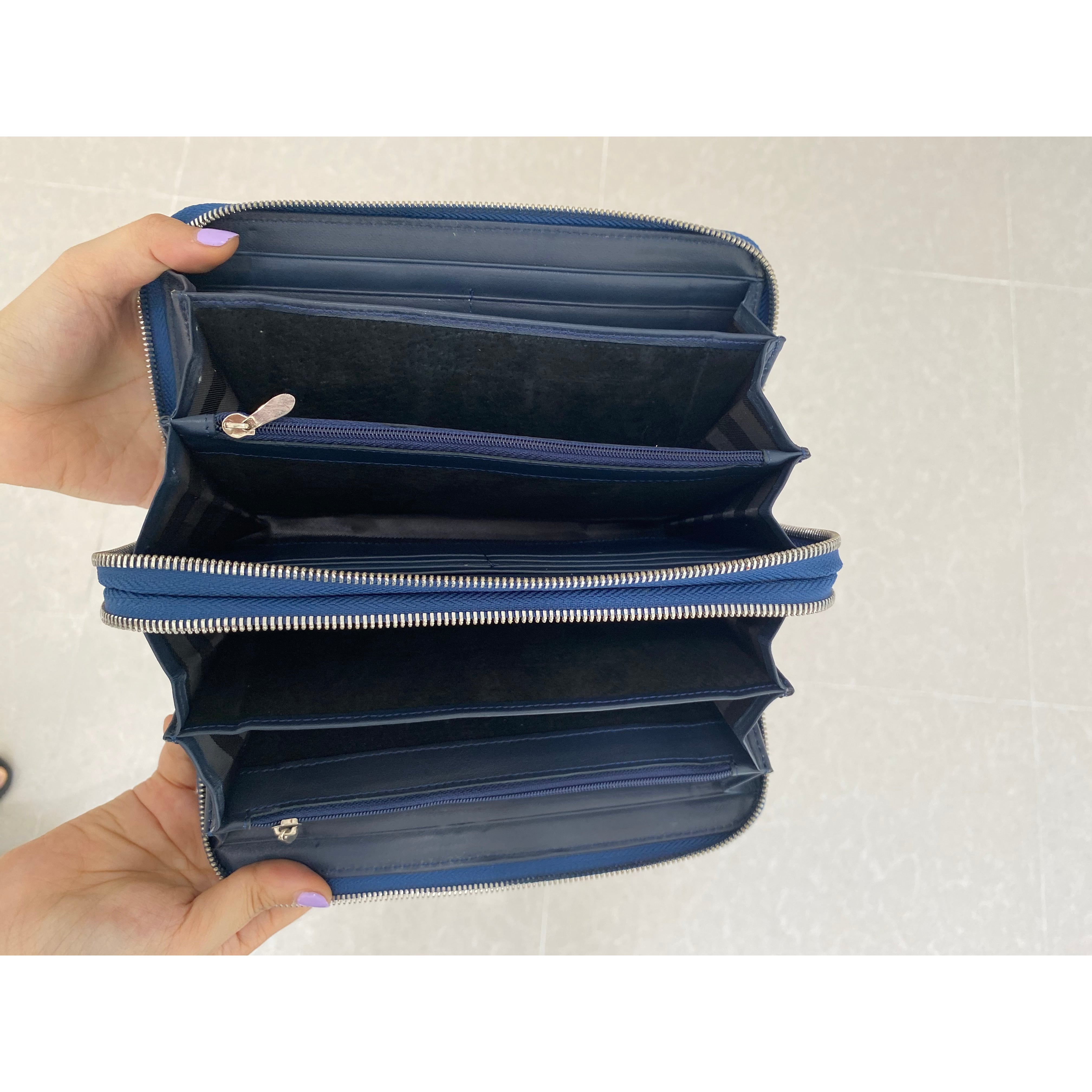 Blue Women's Long Purse Wallet Alligator Leather Clutch Large Capacity Luxury Ladies Crocodile Wristlet Organizer RFID Blocking Wallet VINU-15 - Vinacreations