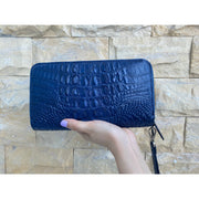 Blue Women's Long Purse Wallet Alligator Leather Clutch Large Capacity Luxury Ladies Crocodile Wristlet Organizer RFID Blocking Wallet VINU-15