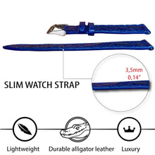 blue flat leather watch band