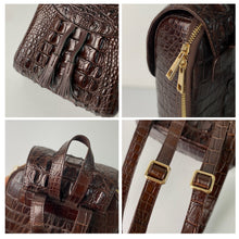 Brown Alligator Leather Backpack Rucksack Women, Small Unique Bag Christmas Gift For Women - Vinacreations