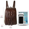 Brown Alligator Leather Backpack Rucksack Women, Small Unique Bag Christmas Gift For Women - Vinacreations