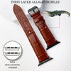 Brown Alligator Leather Watch Band Compatible with Apple Watch IWatch Series 7 6 5 4 3 2 1 SE | AW-06 - Vinacreations