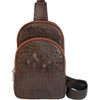 Brown Alligator Men‘s Leather Chest Bag, Messenger Bag, Crossbody Bag Christmas Gift For Men - Vinacreations