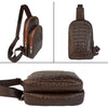 Brown Alligator Men‘s Leather Chest Bag, Messenger Bag, Crossbody Bag Christmas Gift For Men - Vinacreations