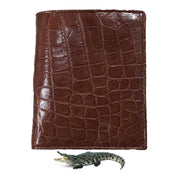 Brown Alligator Skin Bifold Vertical Wallet For Men | Handmade Crocodile Leather Wallet RFID Blocking | VL5615