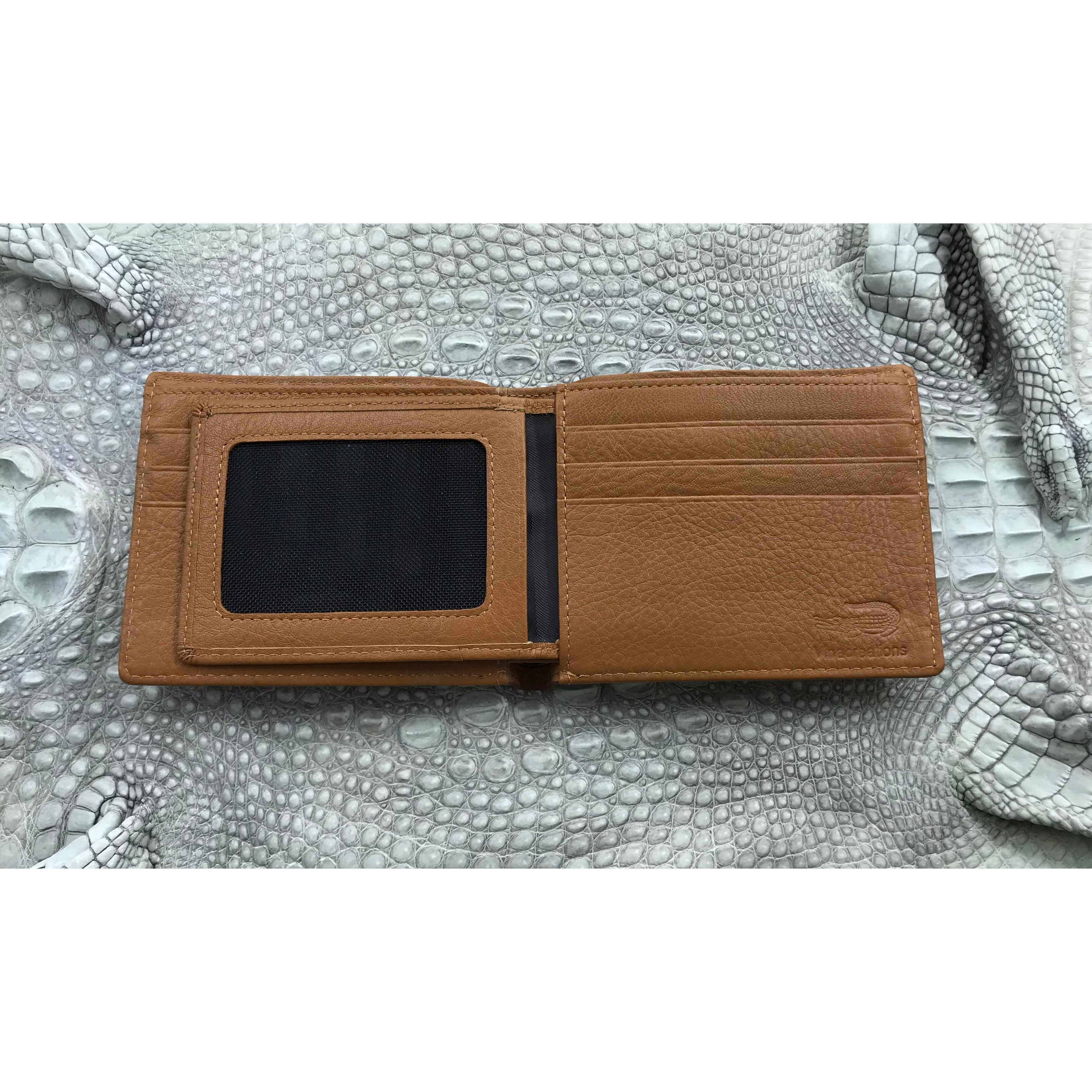 Brown Alligator Skin Bifold Wallet For Men | Handmade Crocodile Leather Wallet RFID Blocking | VL4524 - Vinacreations