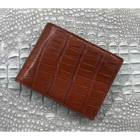 Brown Alligator Skin Bifold Wallet For Men | Handmade Crocodile Leather Wallet RFID Blocking | VL5557 - Vinacreations