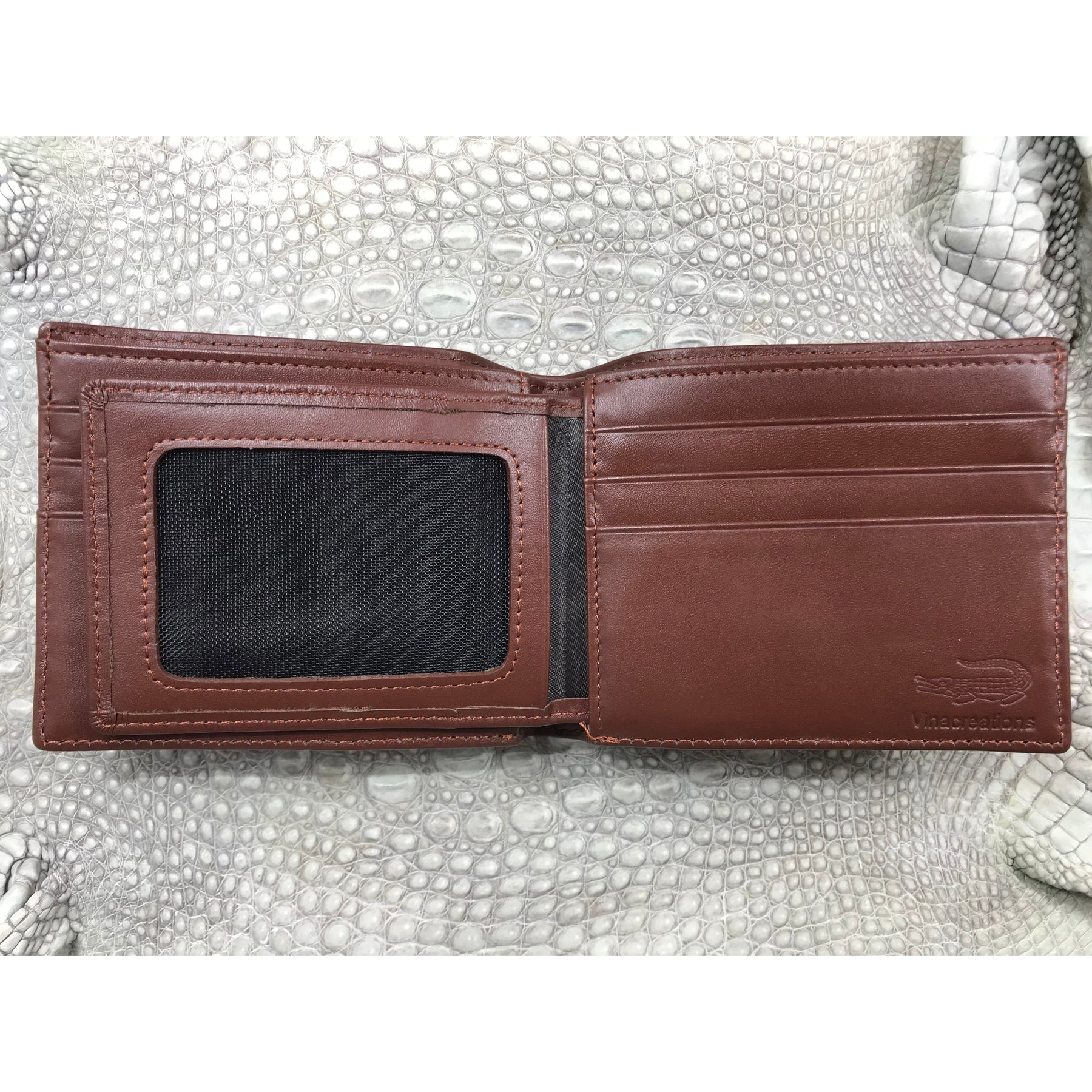 Brown Alligator Skin Bifold Wallet For Men | Handmade Crocodile Leather Wallet RFID Blocking | VL5635 - Vinacreations